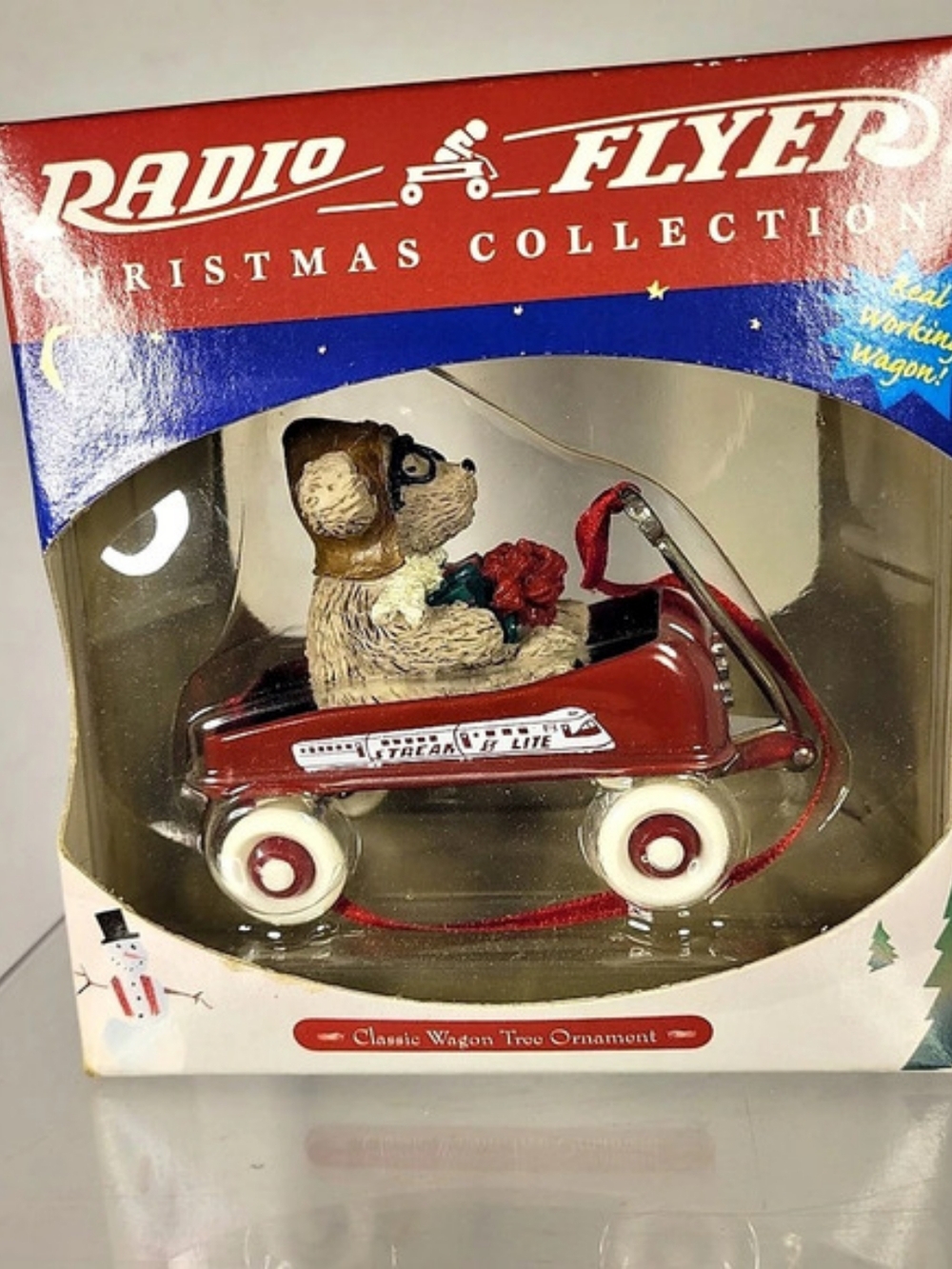 Vintage Radio Flyer Christmas Collection Table Top Ornament #112 Wagon Bear (Us1